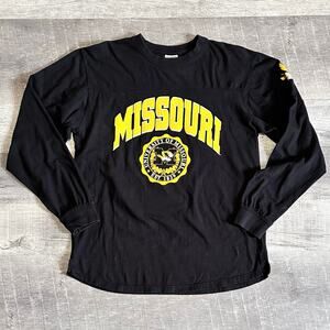 Pressbox Missouri Tigers Edith Long Sleeve Oversized Shirt Womens M Black Cotton